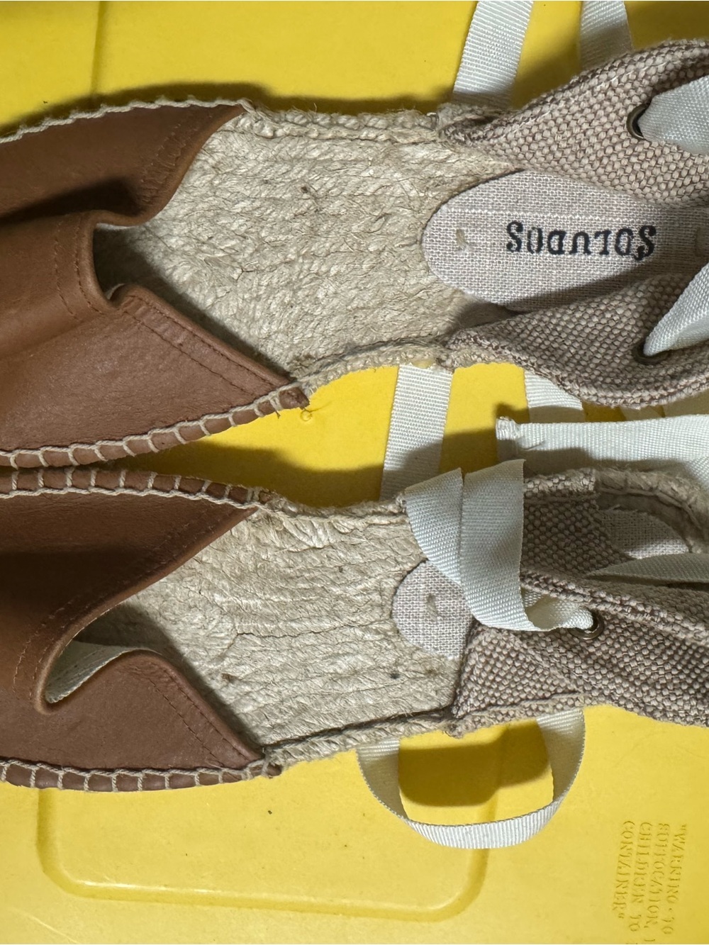 Soludos Kids Tan Brown Espadrille Lace-Up Sandals